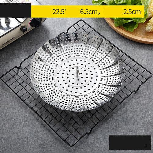 Stainless Steel Food Steamer Rack for Mantou & Dumplings - Folding Steaming Plate