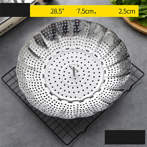 Stainless Steel Food Steamer Rack for Mantou & Dumplings - Folding Steaming Plate