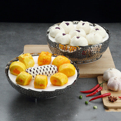 Stainless Steel Food Steamer Rack for Mantou & Dumplings - Folding Steaming Plate