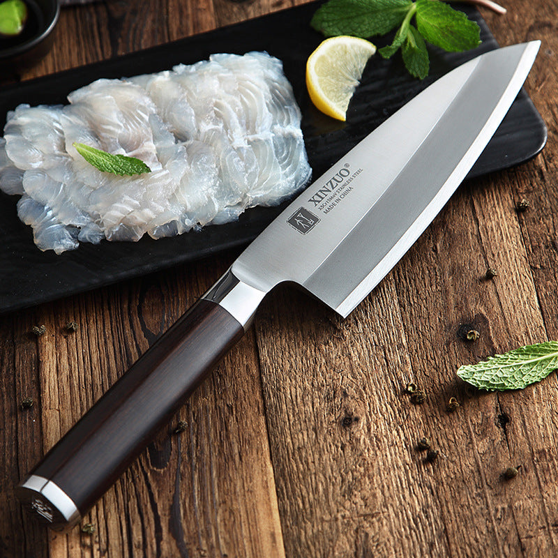 Professional Fish Bone Cutter Knife - Heavy Duty Kitchen Utility Blade with Wooden Handle