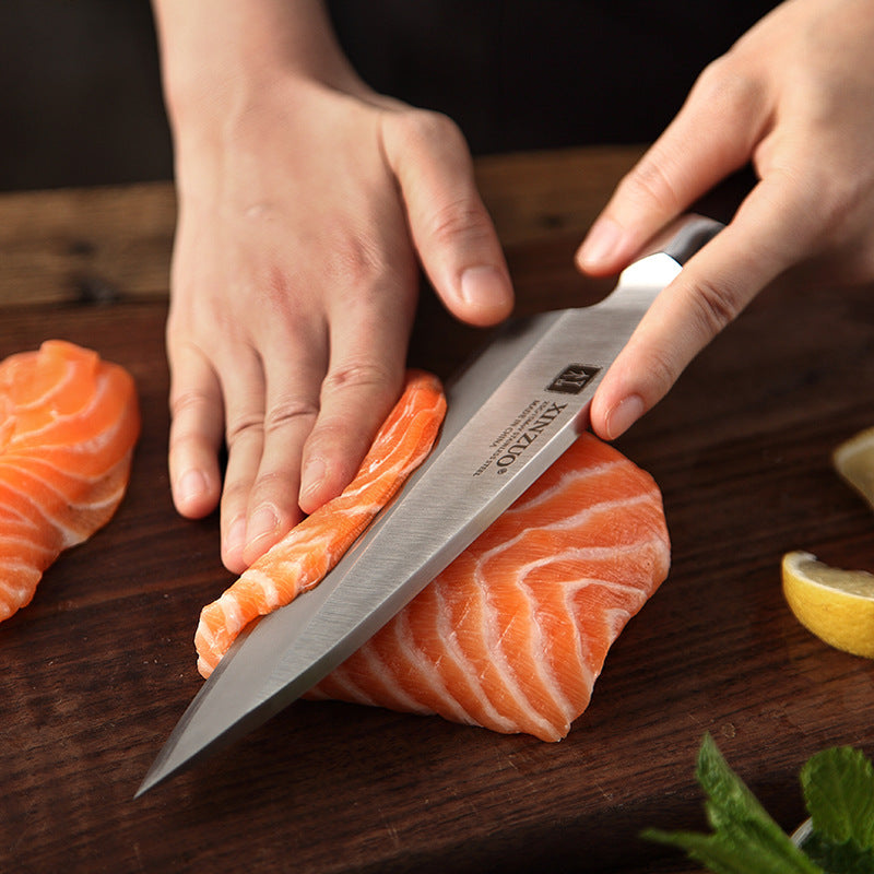 Professional Fish Bone Cutter Knife - Heavy Duty Kitchen Utility Blade with Wooden Handle