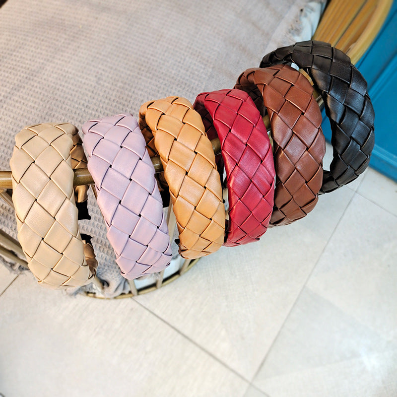 Korean Style Woven PU Leather Headband