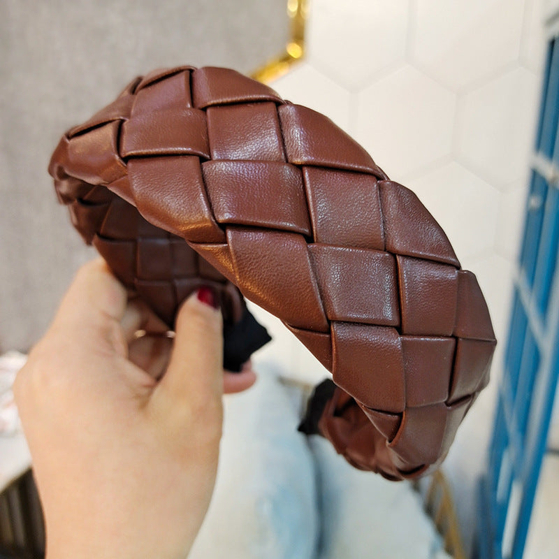 Korean Style Woven PU Leather Headband