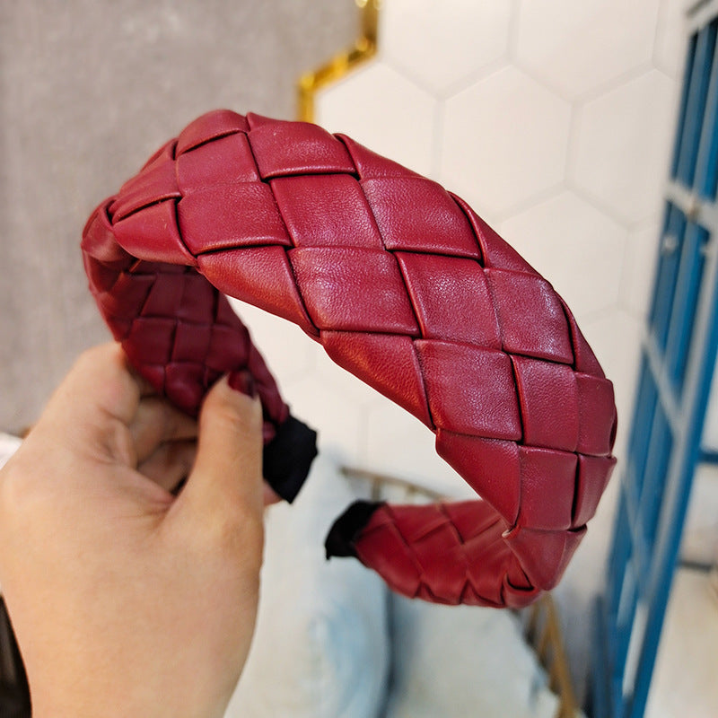 Korean Style Woven PU Leather Headband