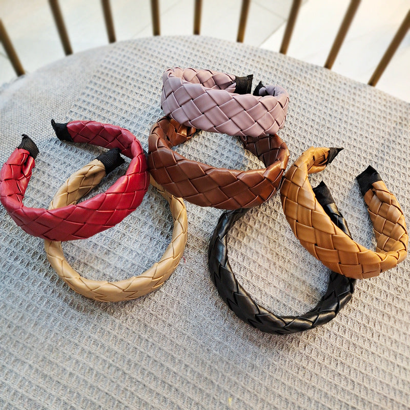 Korean Style Woven PU Leather Headband