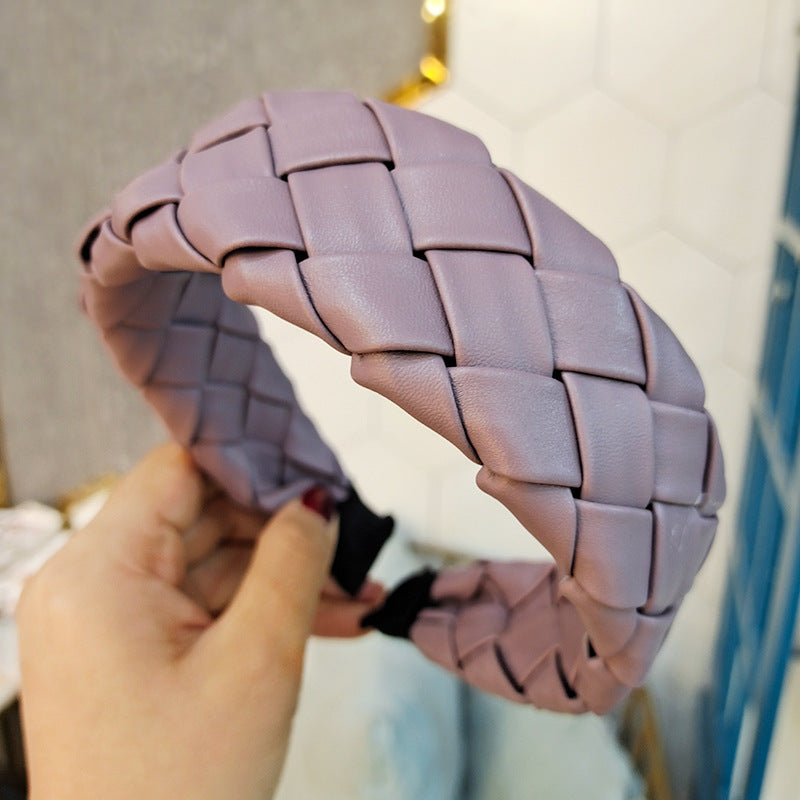 Korean Style Woven PU Leather Headband