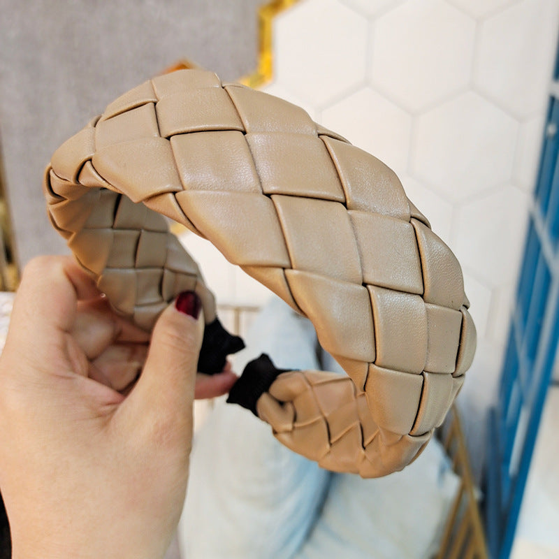 Korean Style Woven PU Leather Headband