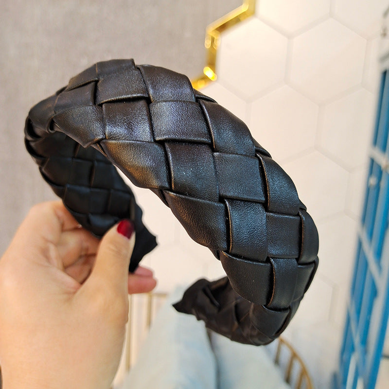 Korean Style Woven PU Leather Headband