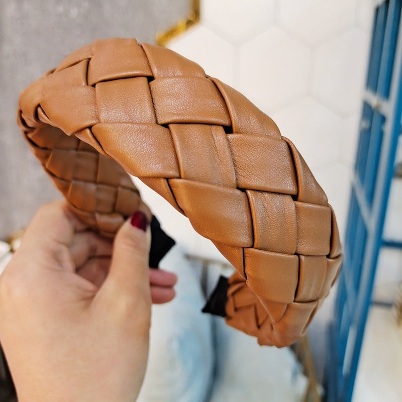 Korean Style Woven PU Leather Headband