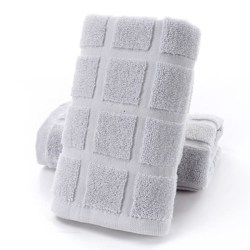 Men's Checkered Cotton Towel - Soft Absorbent Bath Hand Towel