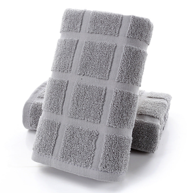 Men's Checkered Cotton Towel - Soft Absorbent Bath Hand Towel
