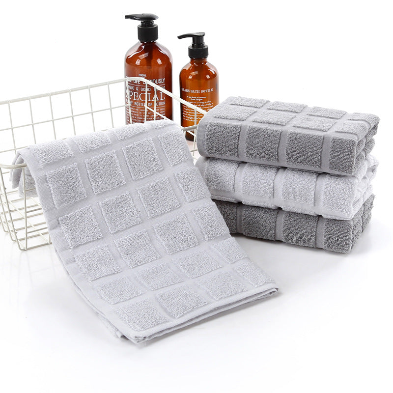 Men's Checkered Cotton Towel - Soft Absorbent Bath Hand Towel