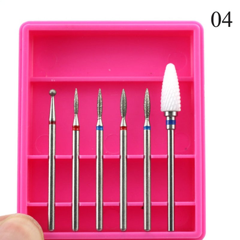 Ceramic Nail Drill Bits Set – 6pc Manicure Pedicure Accessories