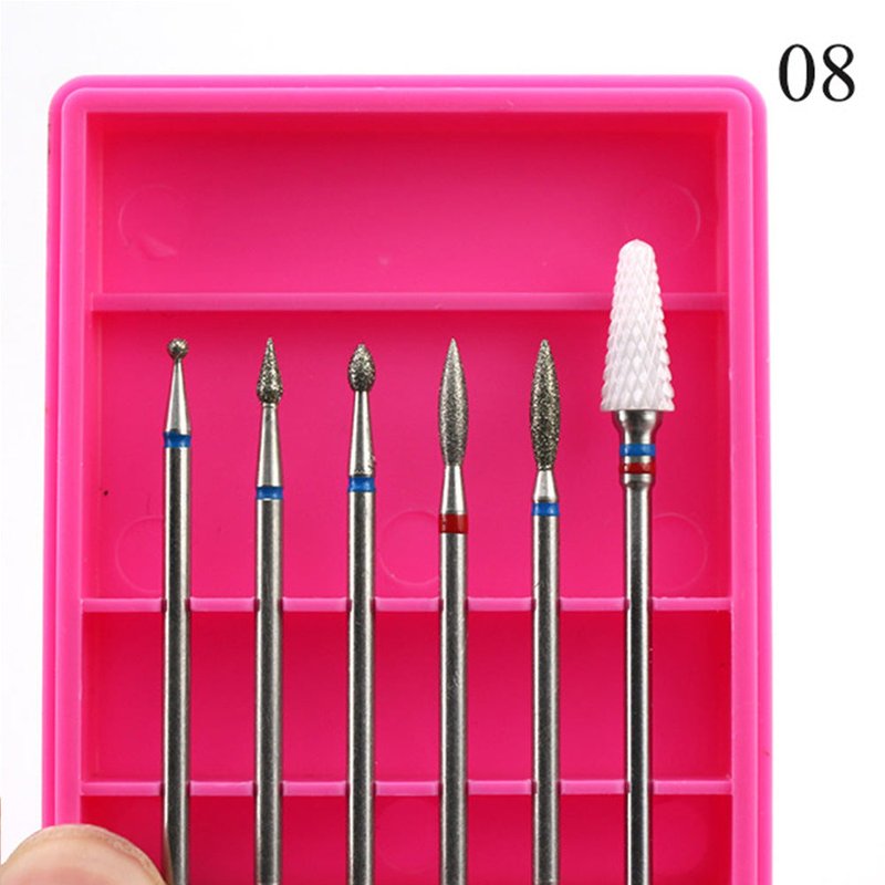 Ceramic Nail Drill Bits Set – 6pc Manicure Pedicure Accessories