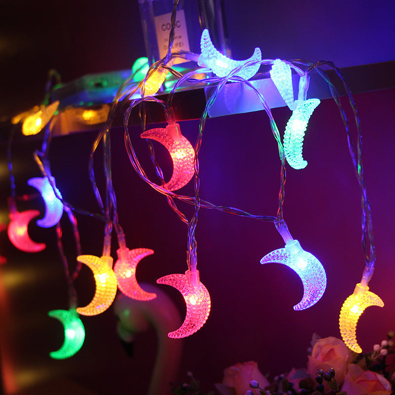 Small Moon Pendant String Lights - Colorful & Warm White LED Decor