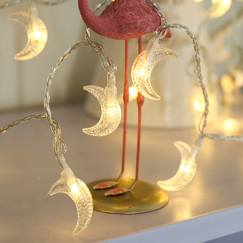 Small Moon Pendant String Lights - Colorful & Warm White LED Decor