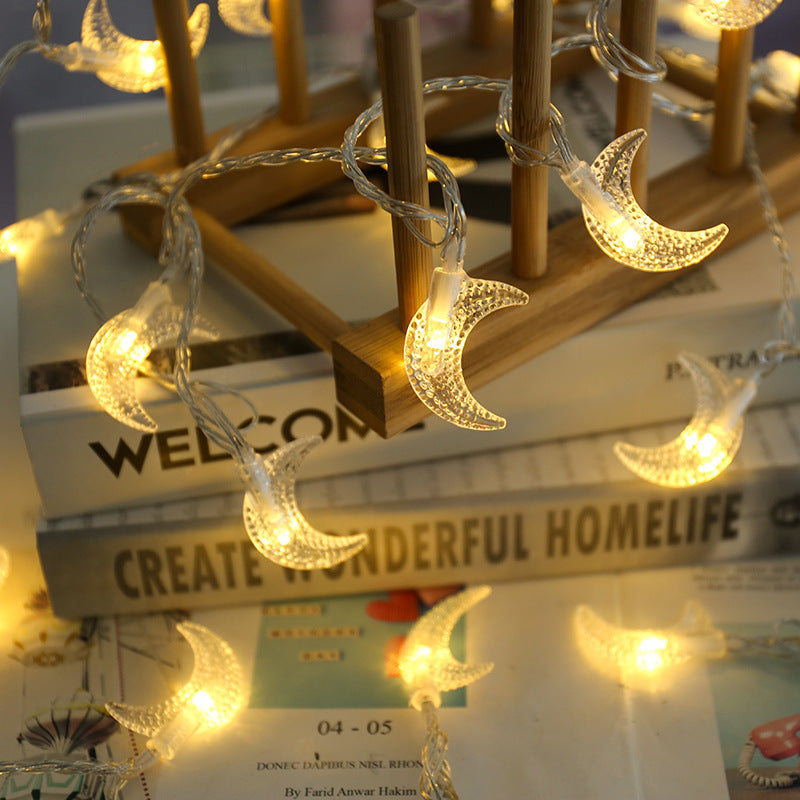 Small Moon Pendant String Lights - Colorful & Warm White LED Decor