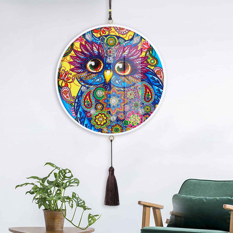 Children's Handmade Diamond Painting Hanging Art DIY Circle Wall Decor