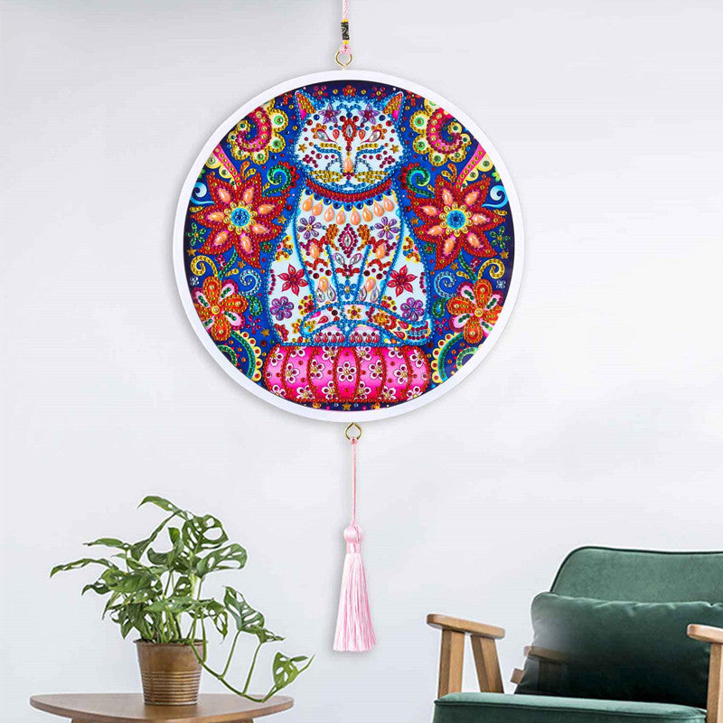 Children's Handmade Diamond Painting Hanging Art DIY Circle Wall Decor