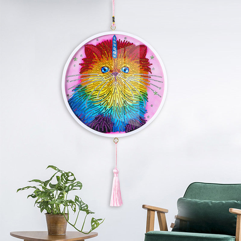 Children's Handmade Diamond Painting Hanging Art DIY Circle Wall Decor