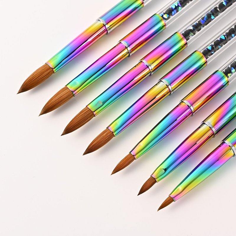 Colorful Gradient Rhinestone Mink Hair Nail Brush