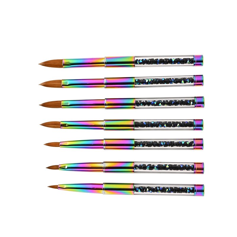 Colorful Gradient Rhinestone Mink Hair Nail Brush