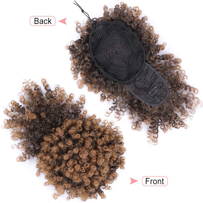 Afro Hair Bun Puff Wig - 8 inch Synthetic - Black