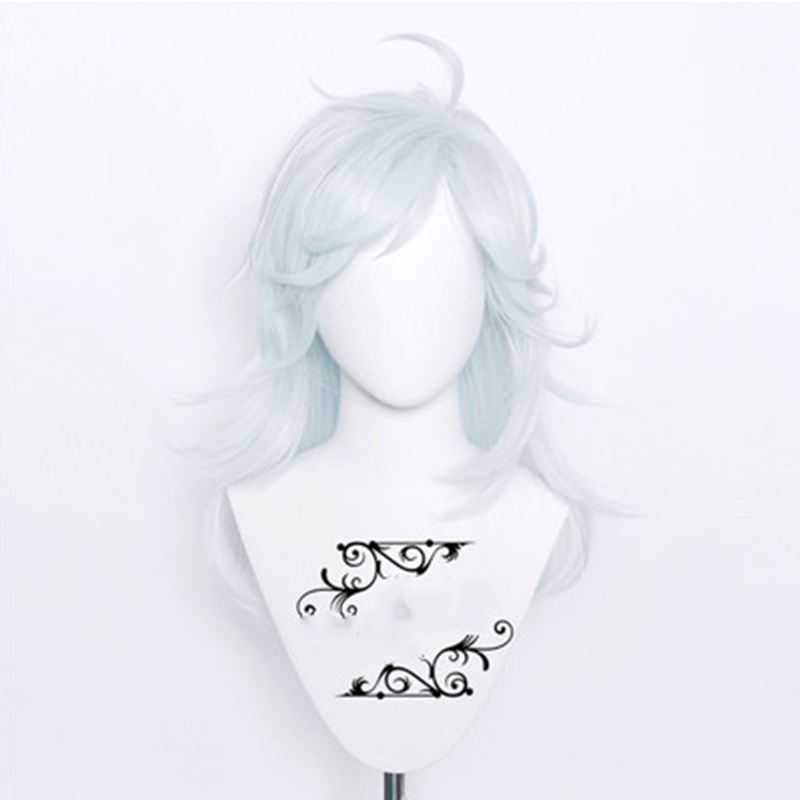 White Cosplay Wig - Layered Synthetic Hair, Easy to Style