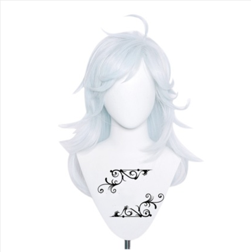 White Cosplay Wig - Layered Synthetic Hair, Easy to Style