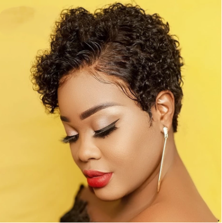 Black Short Curly Wig - Fluffy Exotic Human Hair Style