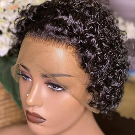 Black Short Curly Wig - Fluffy Exotic Human Hair Style
