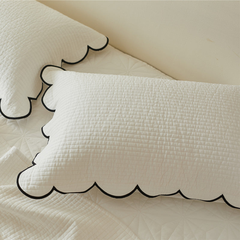 Cotton Bed Cover with Quilted White Polka Dots – Double-Sided Fairly Thick Bed Sheet