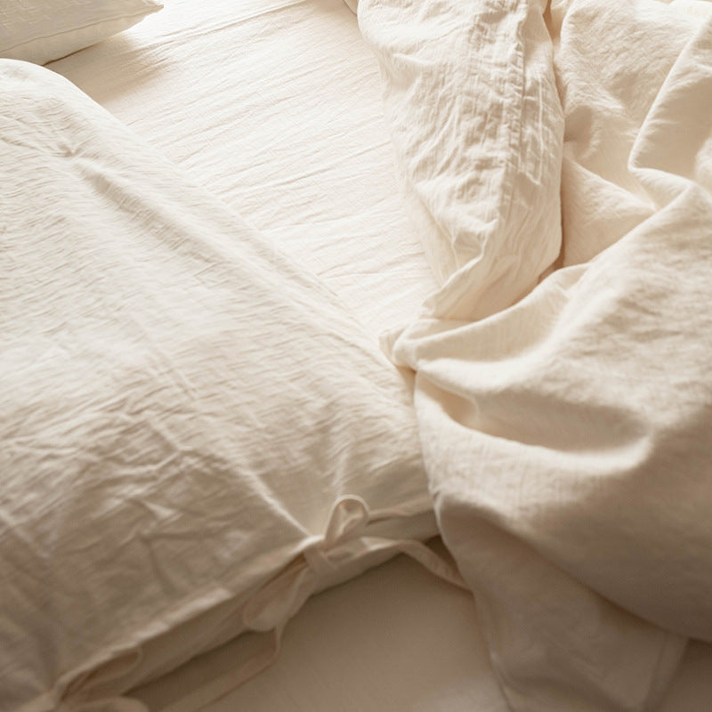 White Cotton Bed Linen Set - Hotel Style Bedding 4-Piece Bed Sheet Set