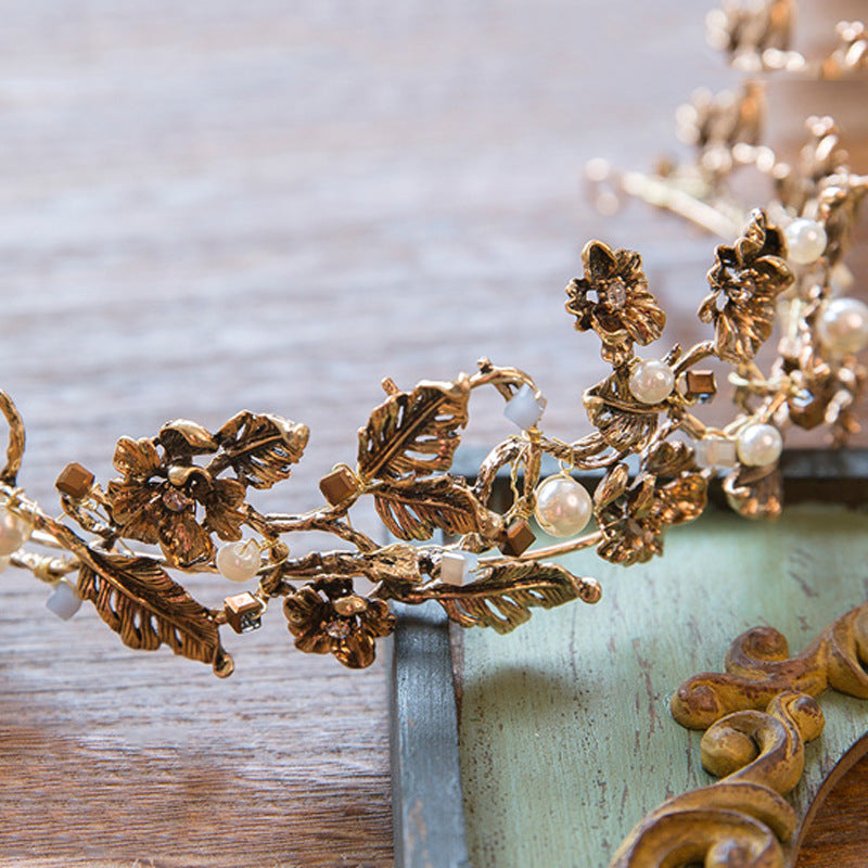 Vintage Bridal Crystal Headpiece - Ancient Gold