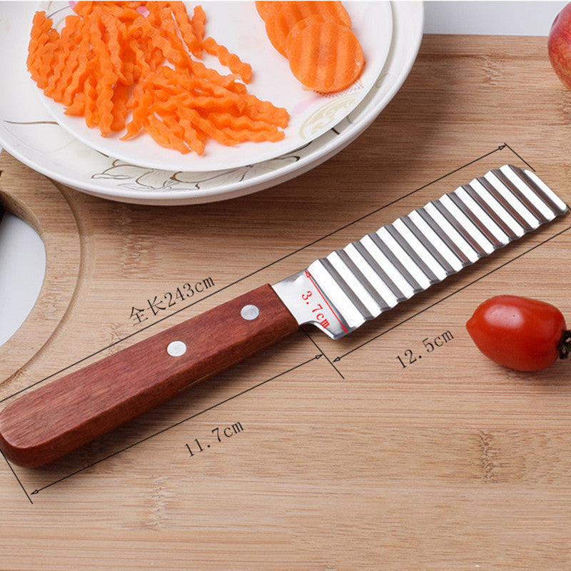 Stainless Steel French Fries Cutter Knife for Vegetables & Fruits - Wave Slicing Tool