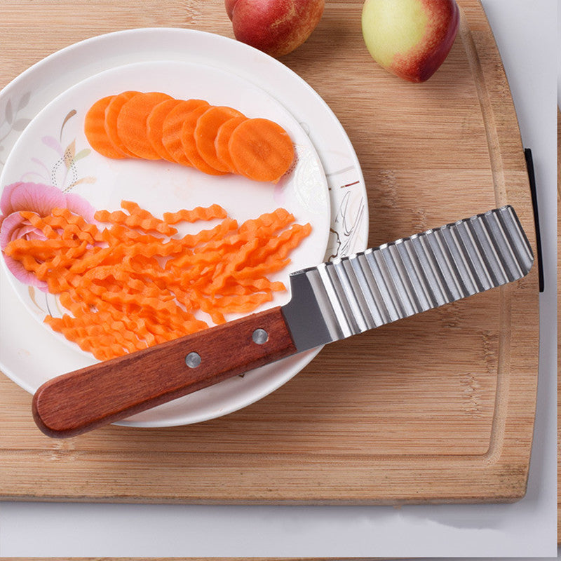 Stainless Steel French Fries Cutter Knife for Vegetables & Fruits - Wave Slicing Tool