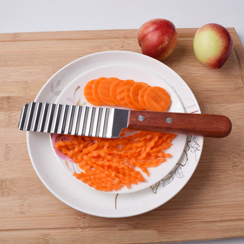 Stainless Steel French Fries Cutter Knife for Vegetables & Fruits - Wave Slicing Tool