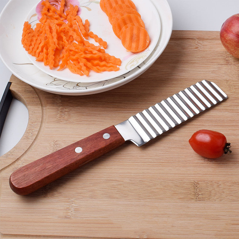 Stainless Steel French Fries Cutter Knife for Vegetables & Fruits - Wave Slicing Tool