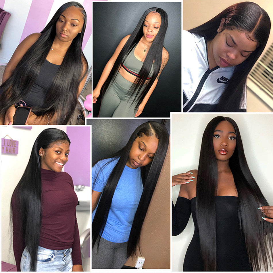 Long Straight Hair Wig Natural Look Black Synthetic Hair Fiber Headgear