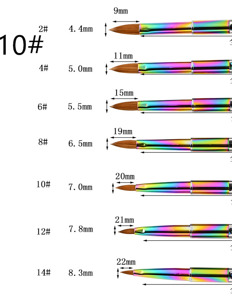 Colorful Gradient Rhinestone Mink Hair Nail Brush