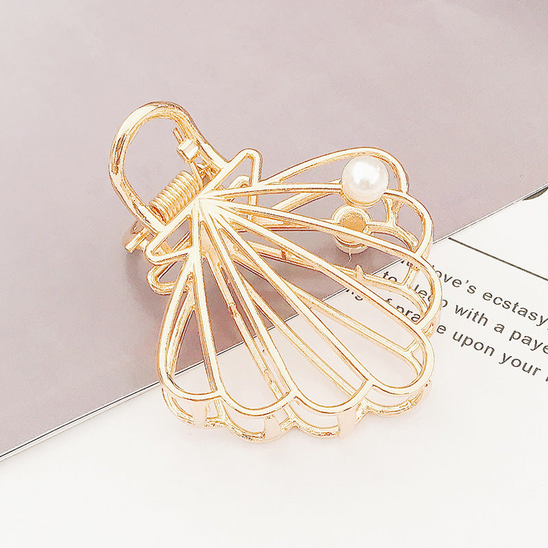 Women's Elegant Pearl Hairpin Hair Clip - Geometric Style, Electroplated Alloy