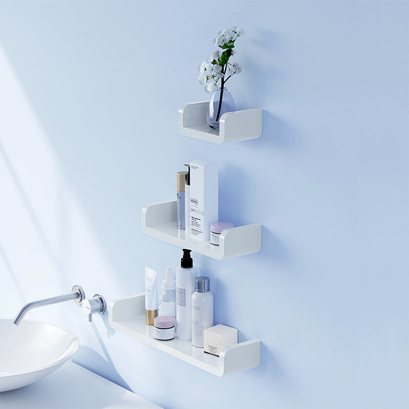 Punch-Free Wall-Mounted Bathroom Shelf with 3 Tiers - White