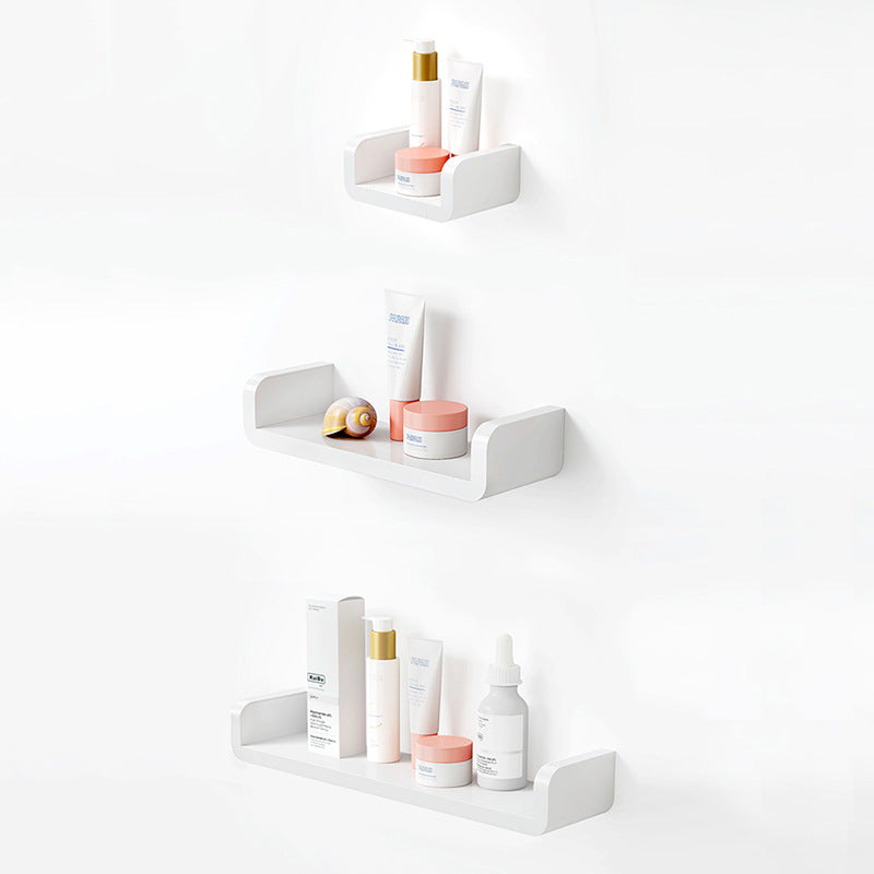 Punch-Free Wall-Mounted Bathroom Shelf with 3 Tiers - White