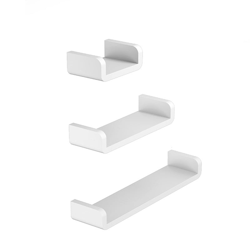Punch-Free Wall-Mounted Bathroom Shelf with 3 Tiers - White