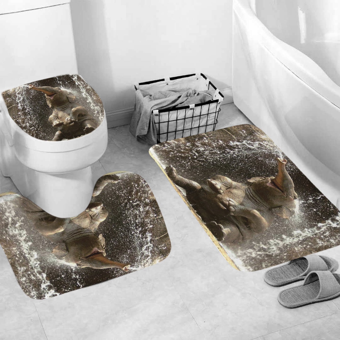 Digital Elephant Shower Curtain Set - Multiple Sizes Bathroom Decor