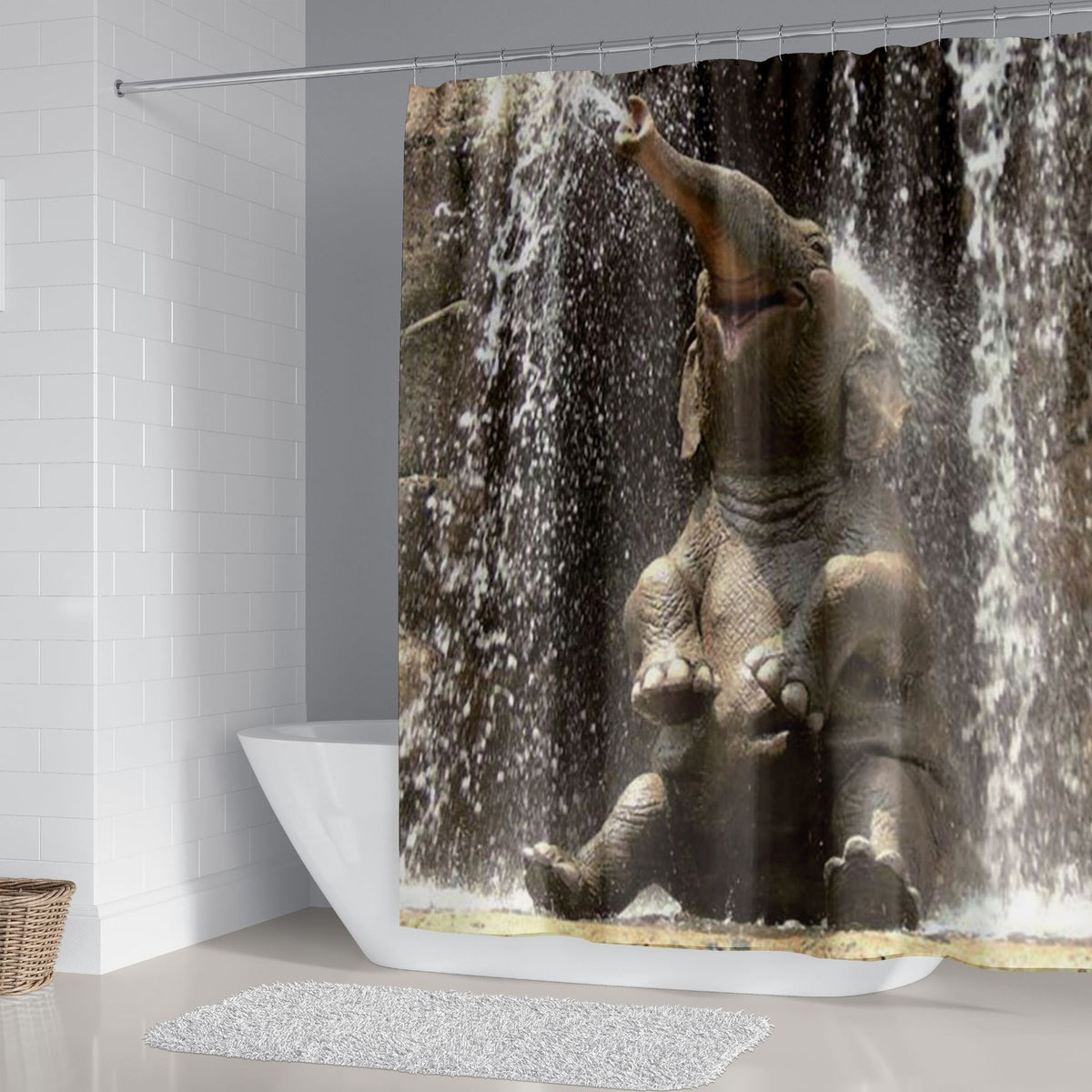 Digital Elephant Shower Curtain Set - Multiple Sizes Bathroom Decor