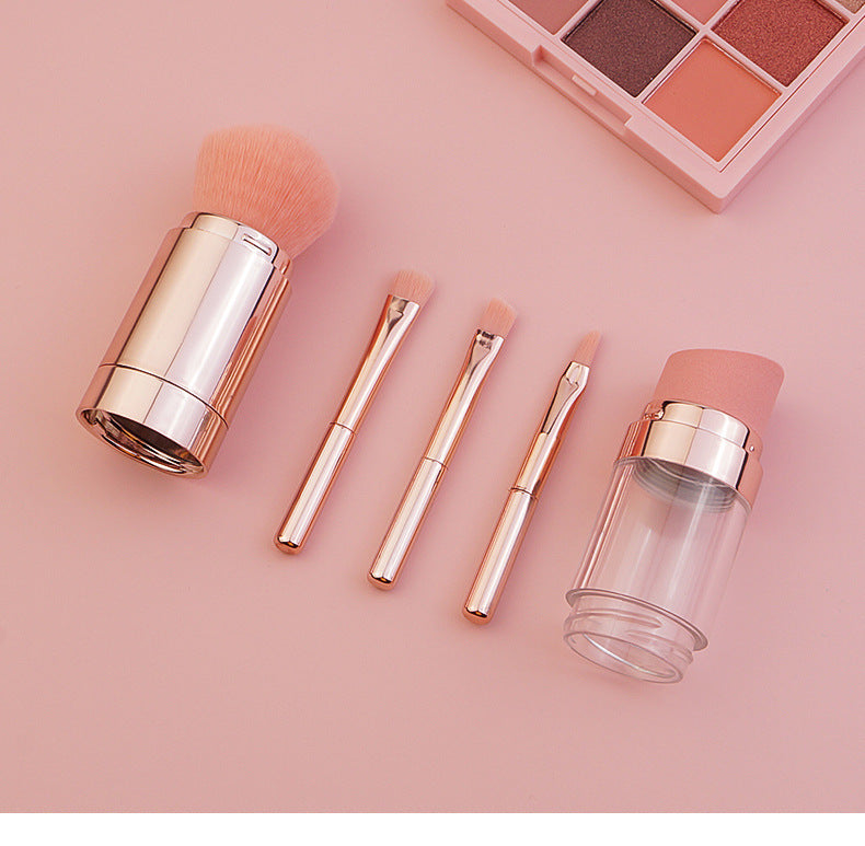 Multi-Function Cosmetic Brush - Rose Gold Makeup Brush for Face & Eyes