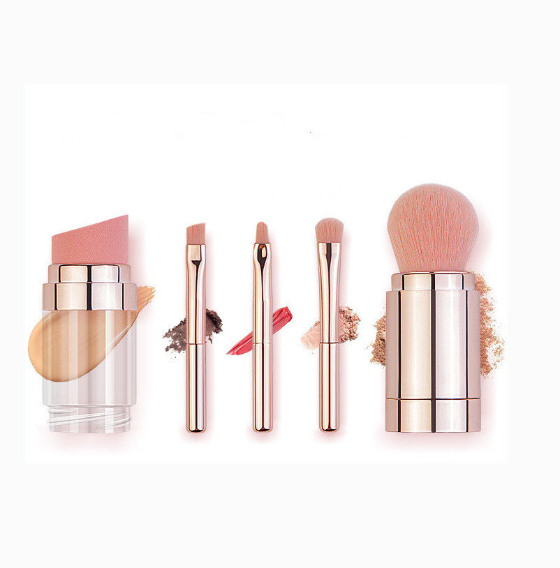 Multi-Function Cosmetic Brush - Rose Gold Makeup Brush for Face & Eyes