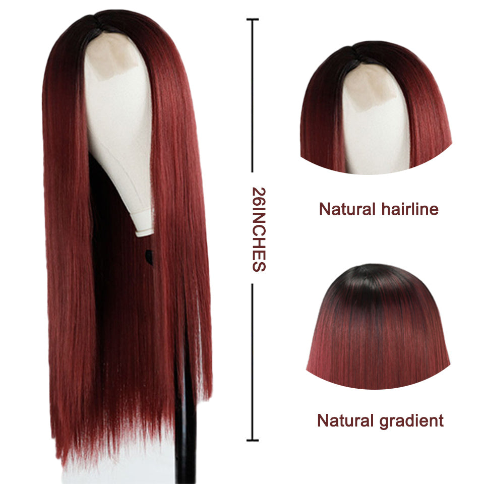 Long Straight Lace Front Wig - Heat Resistant Fiber