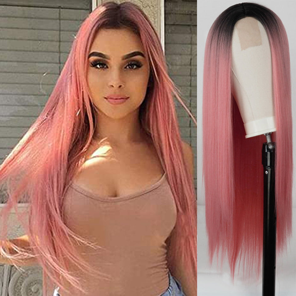 Long Straight Lace Front Wig - Heat Resistant Fiber